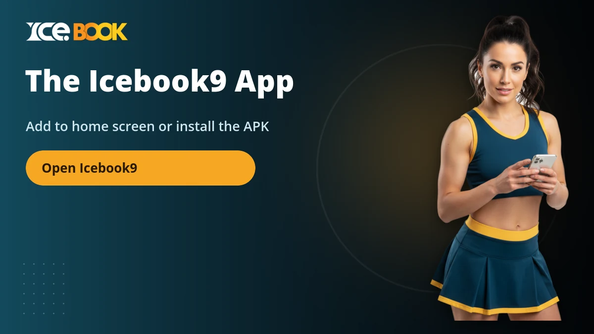 Cheerleader holding a phone with the Icebook9 app open